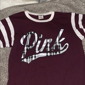 maroon VS/pink top
